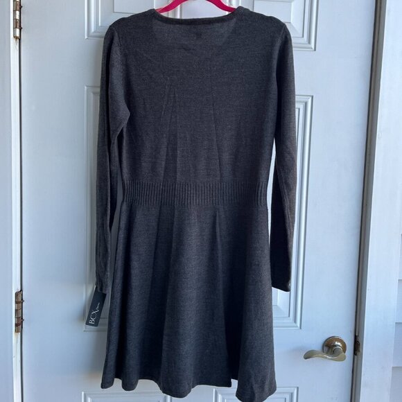 BCX Dress  Fit & Flare Gray Knit Long Sleeve   Junior XL NWT - Picture 4 of 11